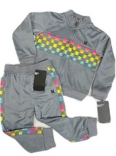 Hurley Boys 2-Piece Track Jacket Joggers Set Cool Gray Size 24M NWT