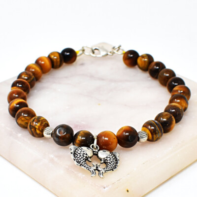 Golden Tiger Eye 118.00 Cts Natural 8 Inches Long Round Beads Bracelet JK 01E237