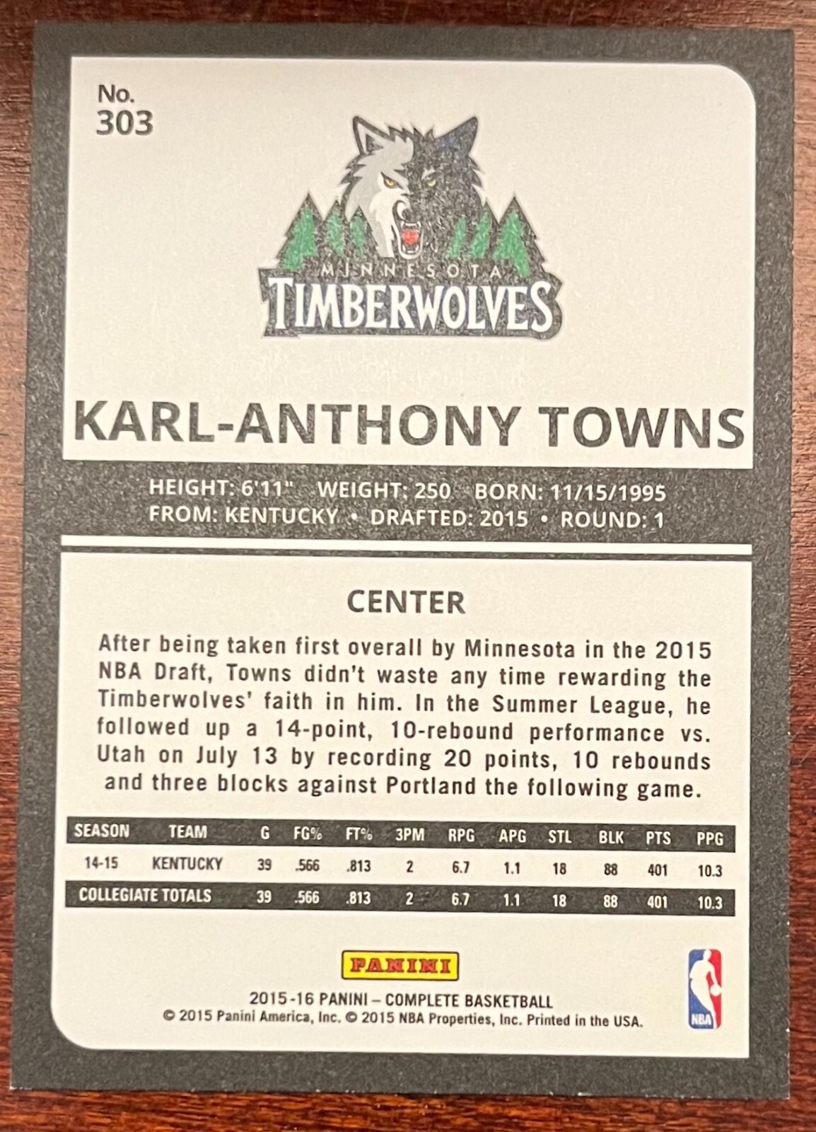 Karl Anthony Towns Rookie Card