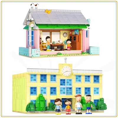 Chibi Maruko Chan Series Building Blocks Classic Anime School Scene Model Bricks