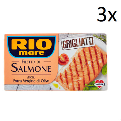 3x Rio Mare Salmone Grigliato Gegrilltes Lachsfilet geräuchert Olivenöl 125g