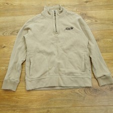 Animal Sweatshirt Mens M Medium Beige Tan Jumper 1/4 Zip Y2K Pockets
