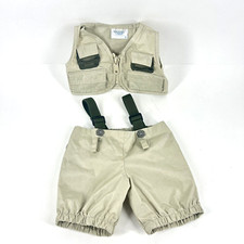 Build A Bear BABW Olive Khaki Fly Fishing Outfit Waders Pants Vest Safari