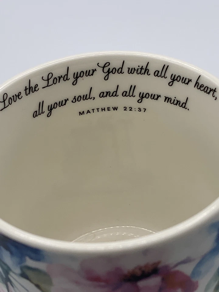 2014 Христианское искусство подарки Мэтью 22:37 цитата цветочный кофе кружка хорошее состояние товара - Изображение 4 из 4