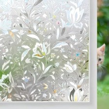 Window Film Floral Decorative Window Privacy Film 17.7 x 78.7 inches Front