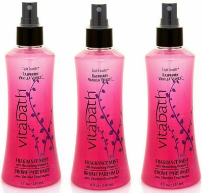 (LOT 3) Vitabath Body Fragrance Mist Raspberry Vanilla Velvet Spray w/ Vit 8 oz