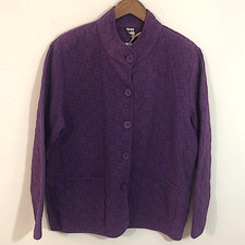 Focus Purple Jacket Square Textured Pattern Button Front Neutral Minimalist Sz L