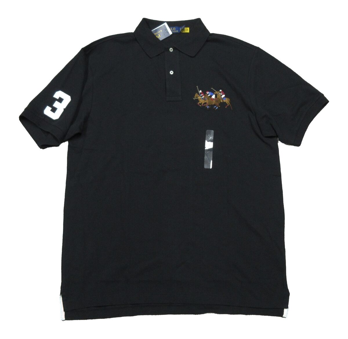 Polo Ralph Lauren Big & Tall Men's Black Triple Pony Mesh Polo Ralph Lauren Big & Tall Men's Black Triple Pony Mesh