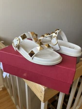 Valentino Garavani women’s sandals Ivory Roman Stud T-strap Sz 36 NIB  