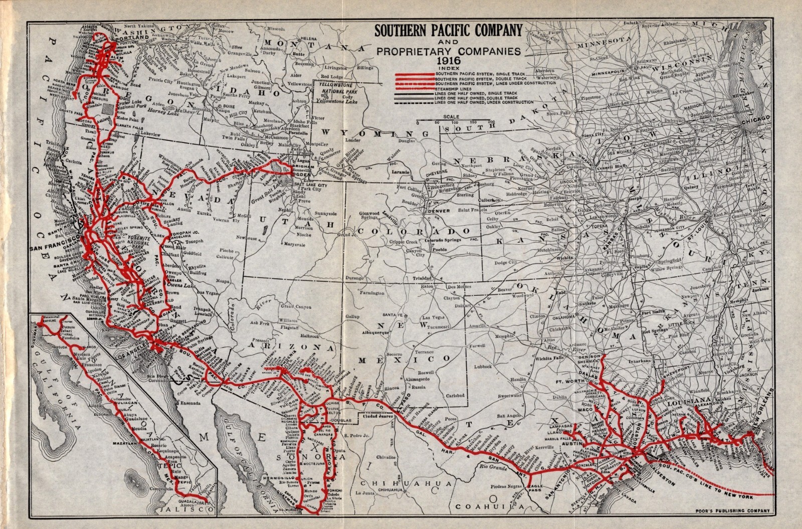 Southern Rr Map 1916 Antique SOUTHERN PACIFIC RAILROAD Map Vintage Railway Map Wall ...