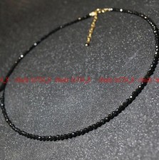 Faceted Fashion 3mm Black Spinel Exquisite Gemstone Round Bead Necklace 14-36"