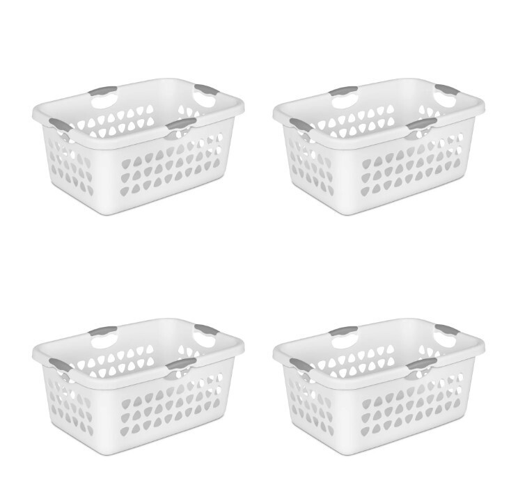Sterilite 2 Bushel Ultra Laundry Basket Plastic Adult, White, Set of 4