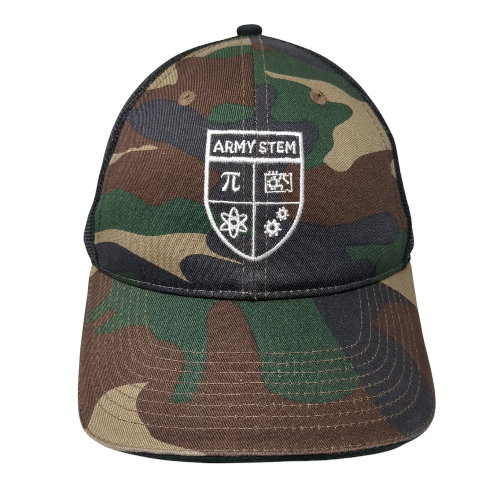 Army Stem Strapback Mesh Back Trucker Hat Camo On… - image 1