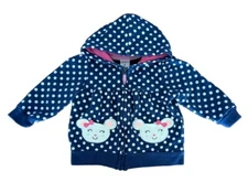 EUC Infant Size: 6 Months Carters Navy White Polka Dots Zip Jacket Mice Pockets