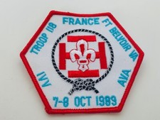 Advertising Patch Logo Emblem Sew vtg patches France Belvoir Troop 118 French