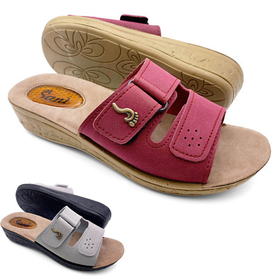DAMEN HAUSSCHUHE OFFENE SPITZE VERSTELLBAR MIT SCHNALLEN REISSE BEQUEM SOMMER ELEGANT