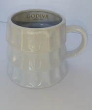 Godiva Stoneware Large White Christmas Tree Coffee Mug/Cup