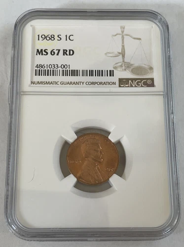 1968 S NGC MS67 RD Lincoln Cent, FINEST REGISTRY, Rare Beauty RLOT T19