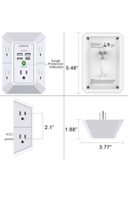 POWRUI 6-Outlet USB Wall Charger Surge Protector - White