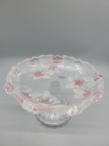 Studio Everyday by Studio Silversmiths Clear Footed Glass Candy Dish Pink Floral