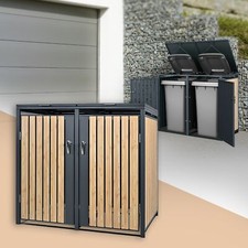 Copribidone box doppio spazzatura pattumiera con 2 porte 132x80x116,3 cm 240 L