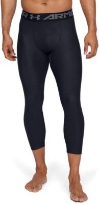 Under Armour HeatGear 2.0 3/4 Compression Leggings Mens S Black Pants NEW