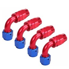 4pcs 8an 90 Hose End Fitting Swivel Universal Cpe Fuel Hose Adaptor Redblue