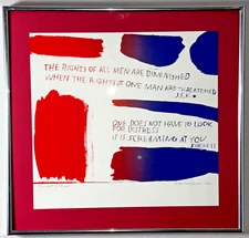 Sister Mary Corita Kent " THE RIGHTS OF ALL MEN" Signed, Serigraphy 12.5"x13.25"
