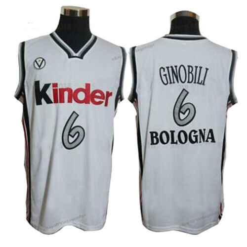 Men's Manu Ginobili 6 Kinder Bologna Basketball Jerseys Stitched White Black eBay