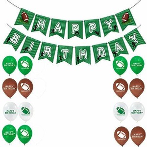 Football Themed Supplies Kit Happy Birthday Banner Balloons