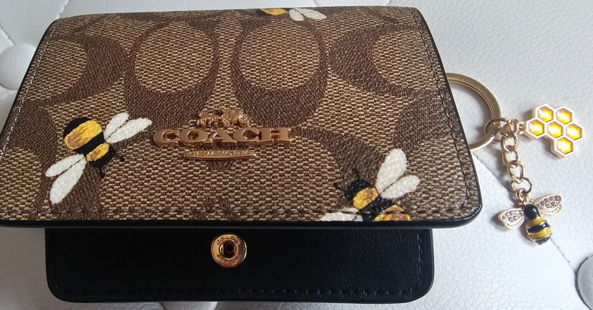 🐝❤️‍🔥Coach Mini Wallet On A Chain In Signature Canvas W/Bee