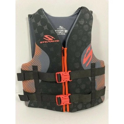 STEARNS LIFE VEST COAST GUARD APPROVED - SIZE: MEN S/M - BLACK/NEON ORANGE
