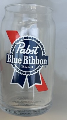 Pabst Blue Ribbon 12oz Beer Can Style Glass   PBR Logo Drinking Glass
