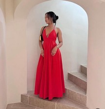 ZARA : ZW COLLECTION Red Open-Back Dress : Size XS Ref 2816/653 