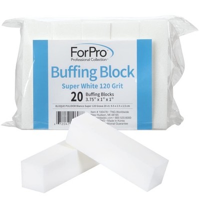 ForPro Professional Collection Super White Buffing Block, 120 Grit, Four-Side...