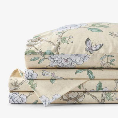 The Company Store Peony Garden Premium Smooth Wrinkle-Free Sateen Bed Sheet Set