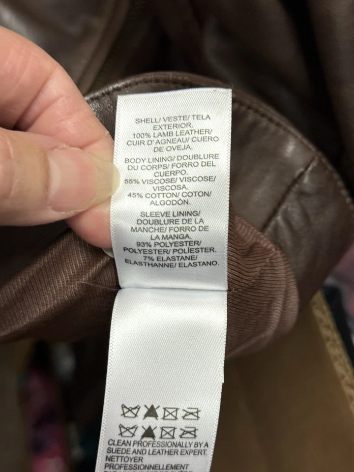 Lucky Brand Classic Leather Moto Jacket 100% Lambskin Leather dk brown sz S - Image 4 of 4