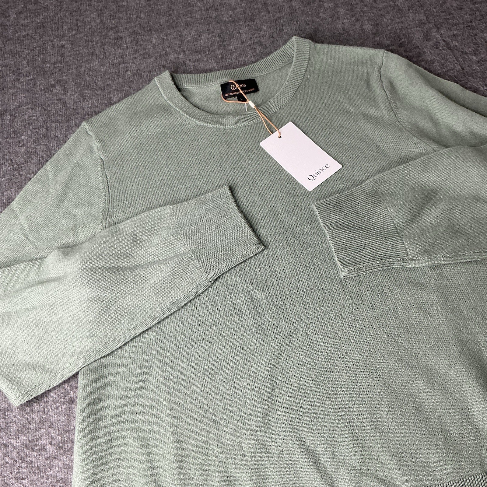 Quince Mongolian Cashmere Sweater Womens Large Boxy Crewneck Green NWT