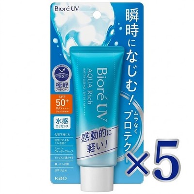 [5er Pack] Kao Biore UV Aqua Rich Watery Essence 70g LSF50+ PA++++ Sonnencreme