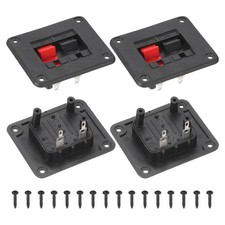 WP2-1 2 Way Black Red Square Speaker Box Terminal Clip, Pack of 4
