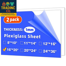  2 Pack 16" X 20" Plexiglass Sheets 1Mm Thick, Clear Acrylic Sheets Panel Cut t