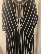 Pakistani Branded Women Kaftan Long Dress Fancy Gold And Black Indian Medium Siz