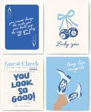 Navy Coquette Preppy Cowgirl Wall Art Prints Set of 4, Coastal Cowgirl Decor, Pr