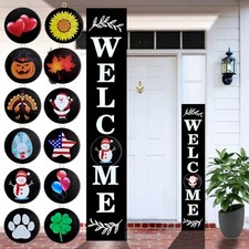 Welcome Sign for Front Door Porch Standing, Interchangeable 47 x 7.9 Black