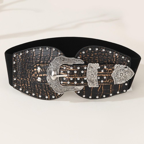 Womens Elastic Waist Belt Elegant Decorative Belt Vintage Design Cinch Belt - Picture 2 of 7