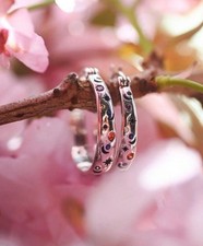 Star moon silver Hoop Earrings