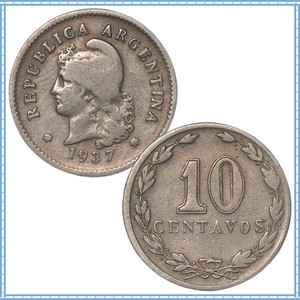 Argentina - 10 Centavos - 1937 - KM#35