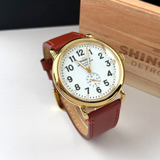 Shinola The Runwell White Dial Brown Leather Strap Quartz Men's Watch 47mm