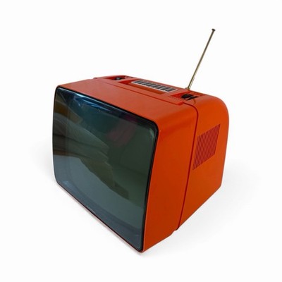 Portable B/W Vintage Telefunken TV From Germany 70s Orange
