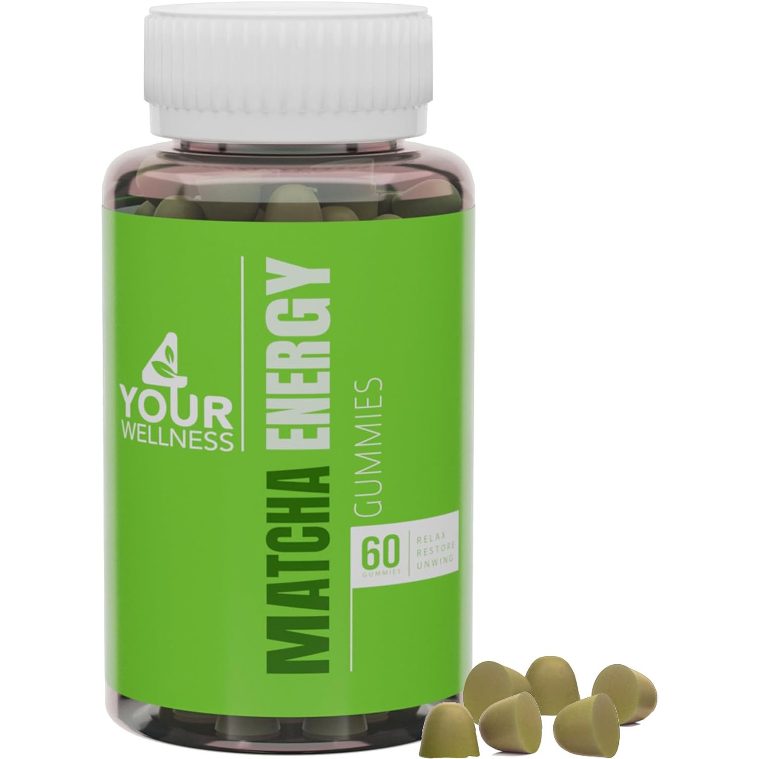 4 Your Wellness, Matcha Organic Green Tea, 60 Vegan Gummies